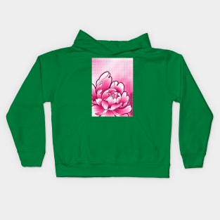 hot pink peony flower closeup Kids Hoodie